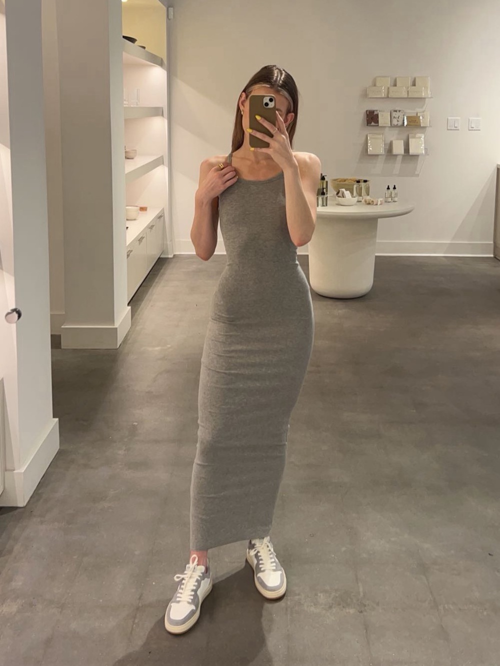 Eterne Women's Slim-Fit Grey Maxi Tank Dress